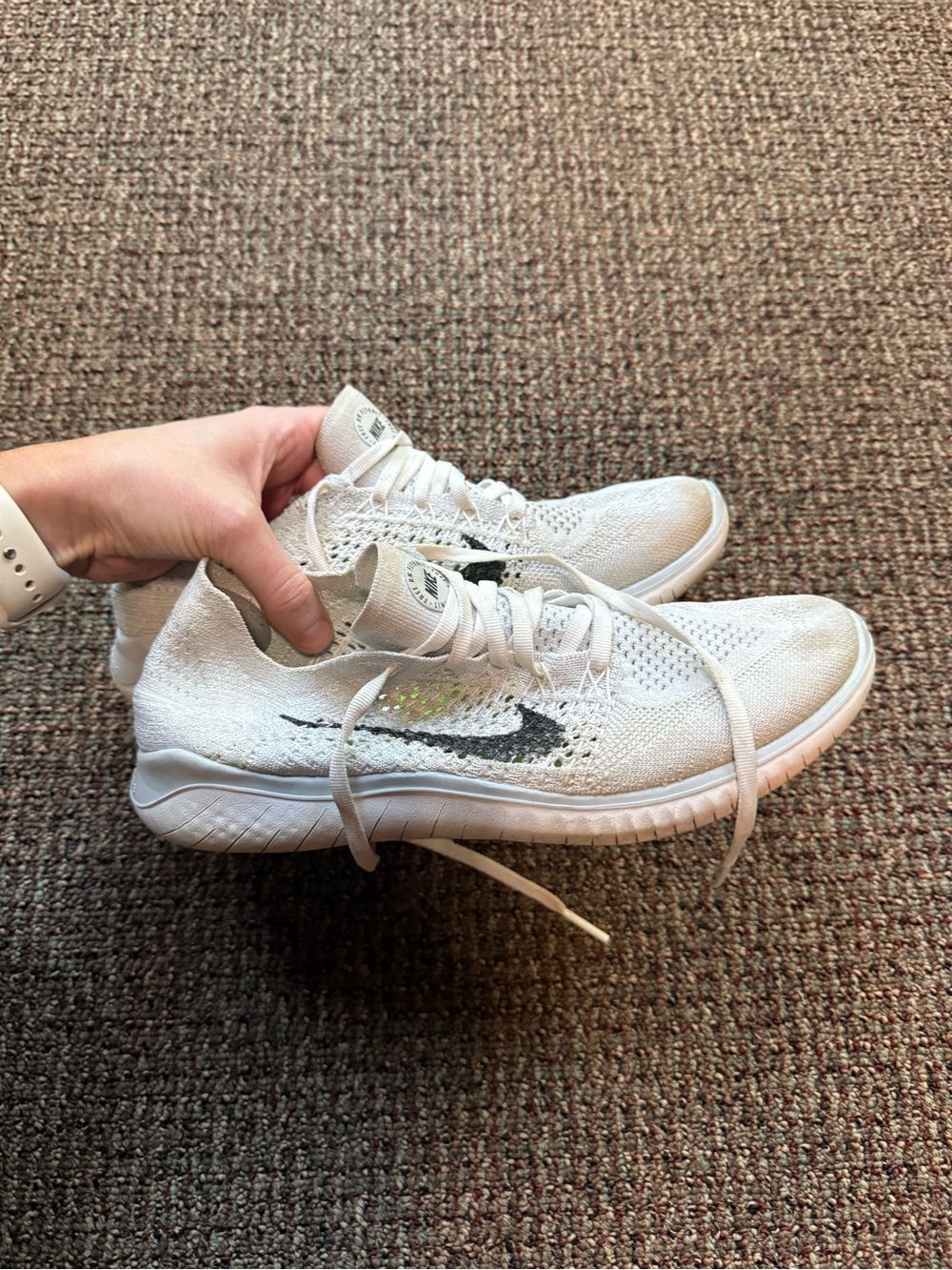 Nike White and Black Flyknit Lightweight Sneakers